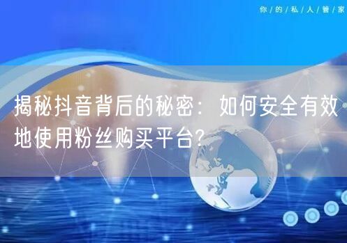 揭秘抖音背后的秘密：如何安全有效地使用粉丝购买平台?