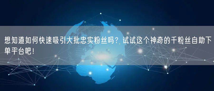 想知道如何快速吸引大批忠实粉丝吗？试试这