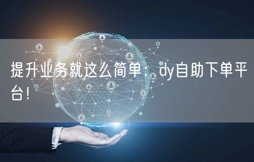 提升业务就这么简单：dy自助下单平台！